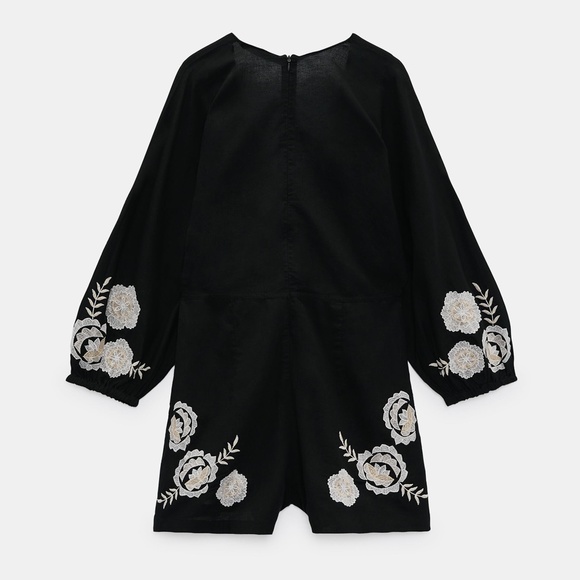 Zara EMBROIDERED LINEN BLEND JUMPSUIT - Picture 9 of 9